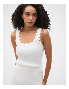 Scallop Knit Top in Whisper White