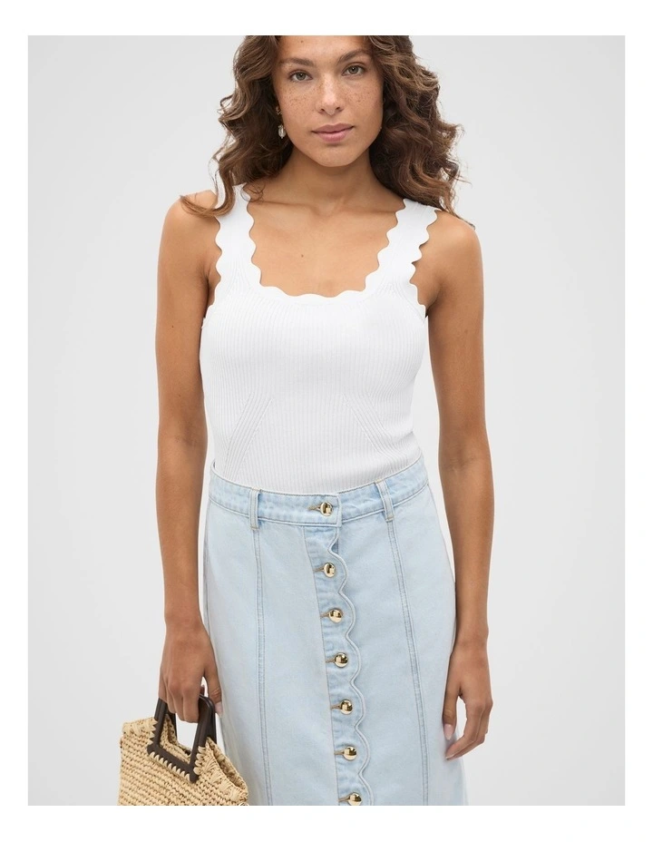 Scallop Knit Top in Whisper White image 1