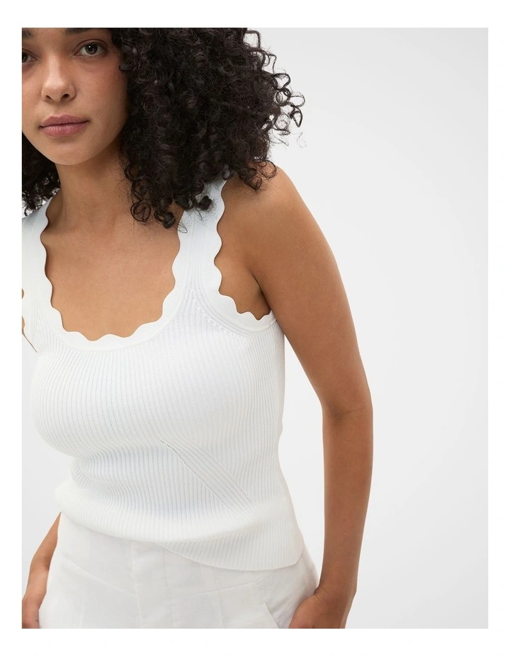 Scallop Knit Top in Whisper White image 3