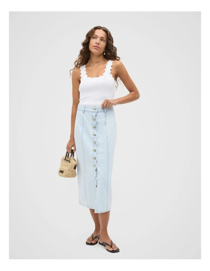 Scallop Knit Top in Whisper White image 4