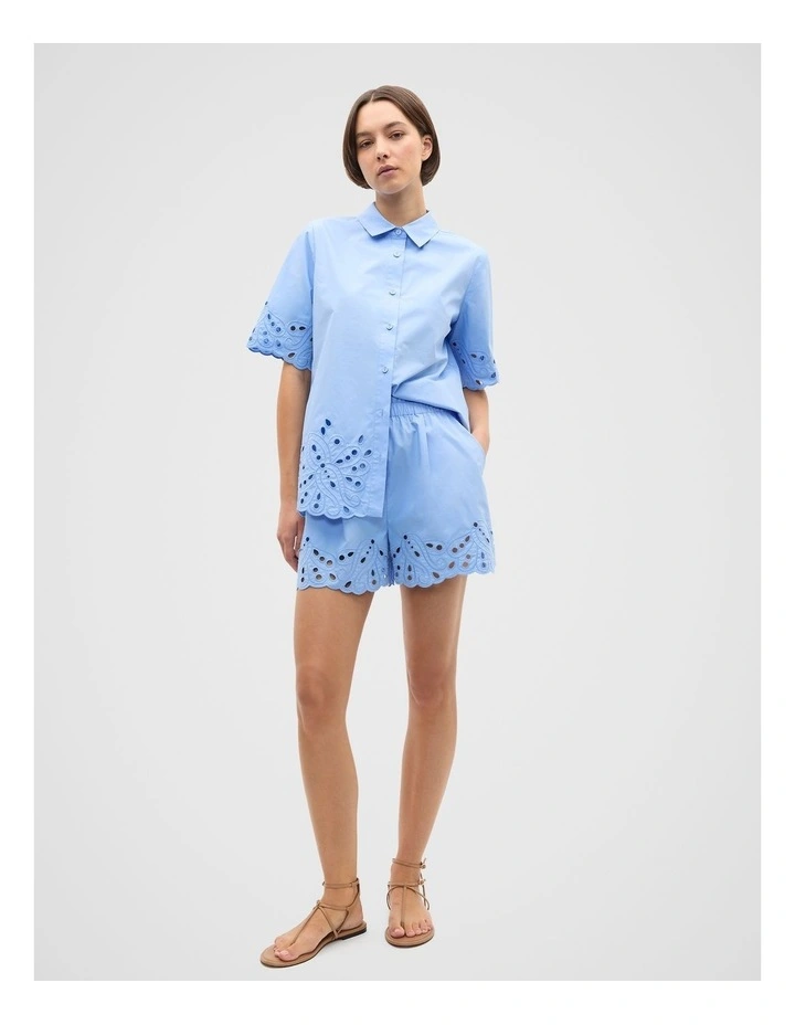 Poplin Broderie Short in Cornflower Blue image 4