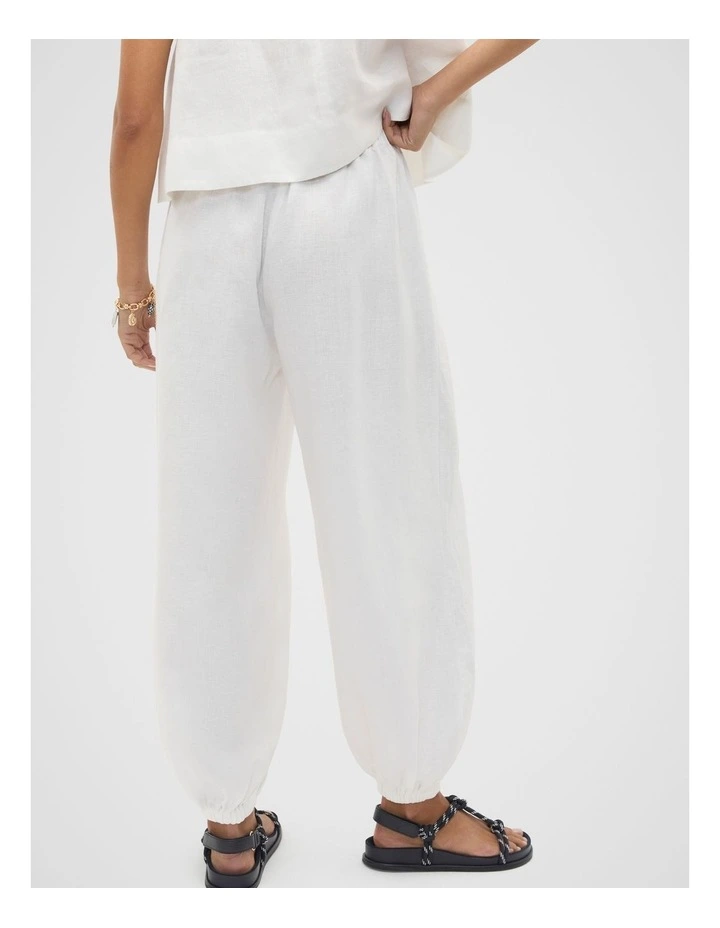 Linen Pleat Front Harem in Whisper White image 2