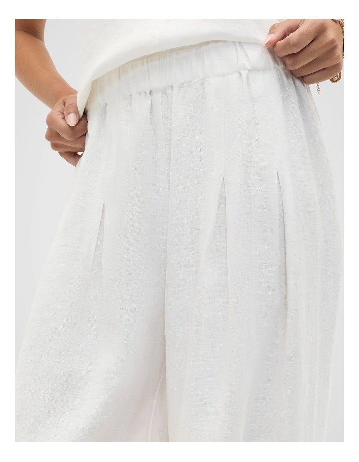 Linen Pleat Front Harem in Whisper White image 4