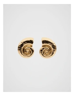 Spiral Shell Oversized Stud Earrings in Gold