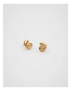 Spiral Shell Mini Stud Earrings in Gold
