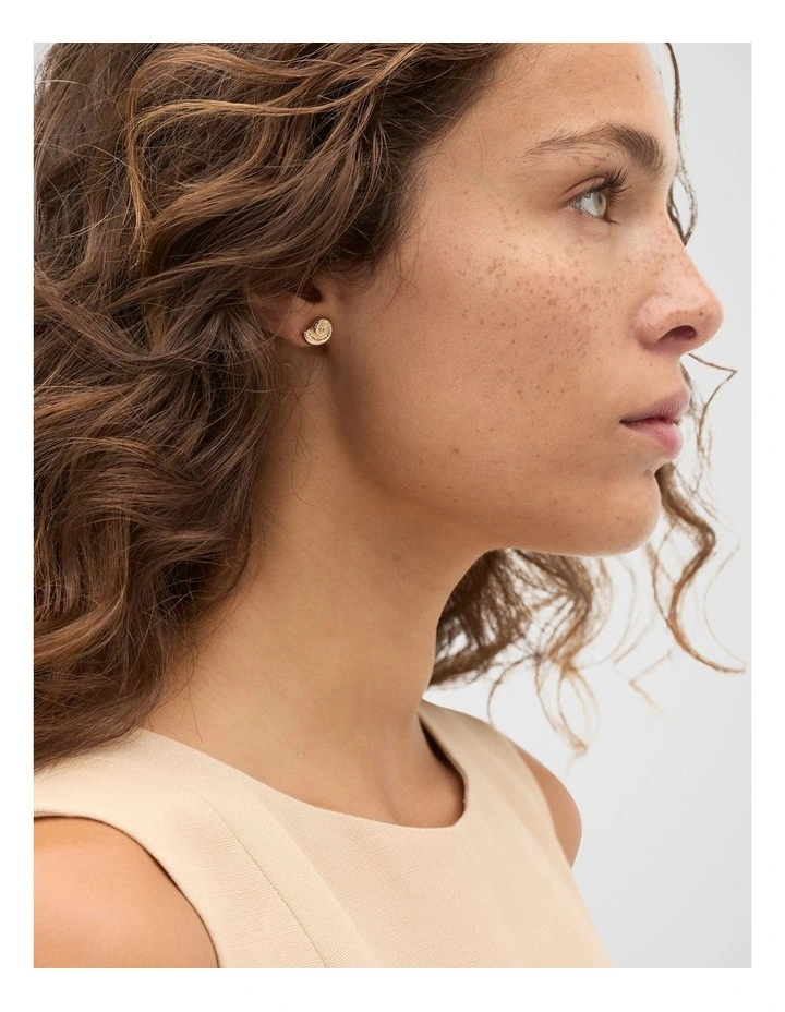 Spiral Shell Mini Stud Earrings in Gold image 2