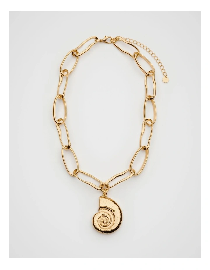Spiral Shell Necklace in Gold image 3