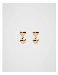 Double Heart Drop Earring in Gold