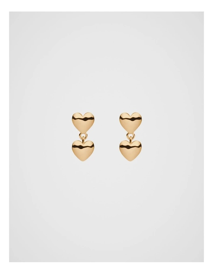 Double Heart Drop Earring in Gold image 1