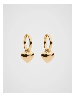 Small Heart Hoop Earrings in Gold