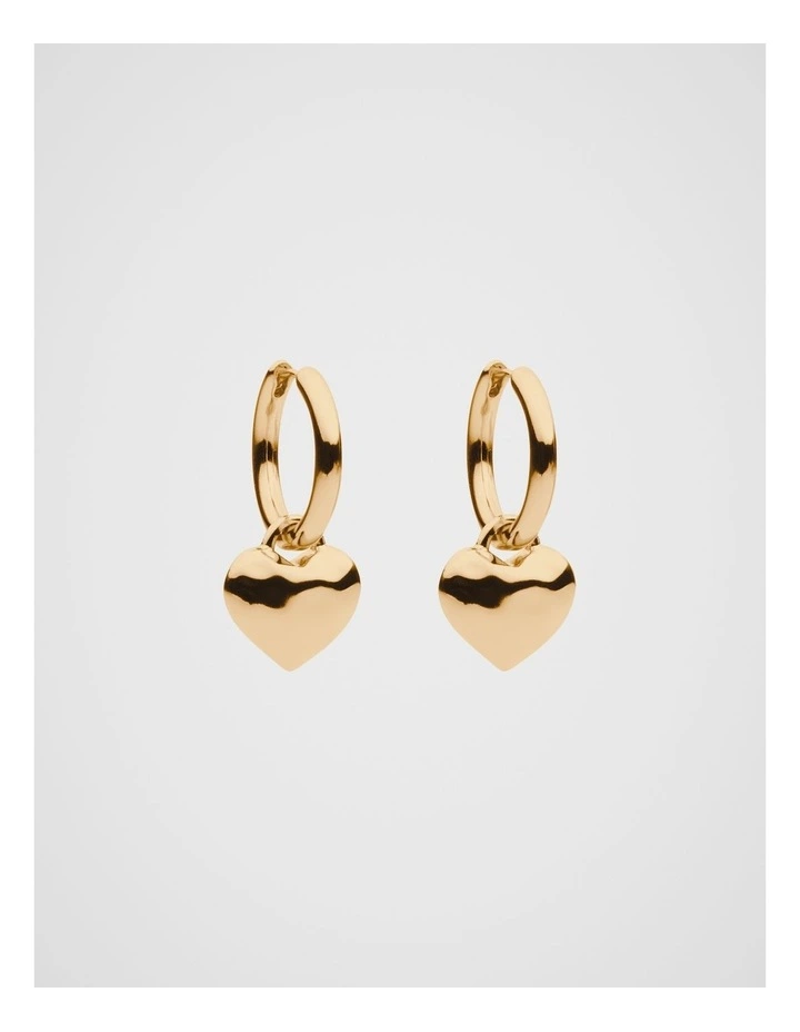 Small Heart Hoop Earrings in Gold image 1
