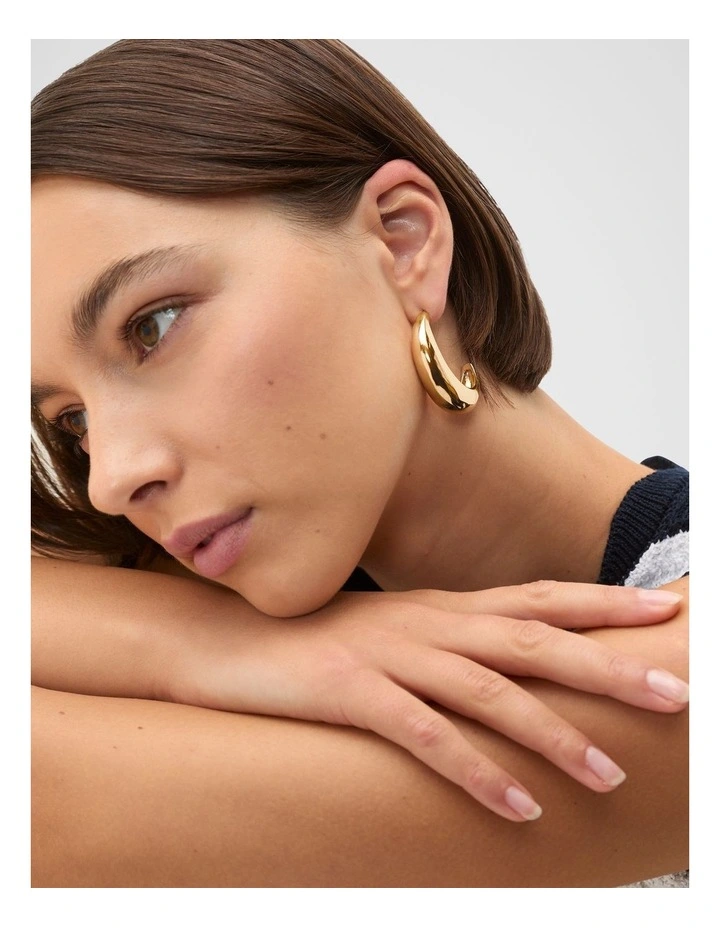 Crescent Hoops in Gold image 2