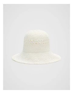 Woven Bucket Hat in White
