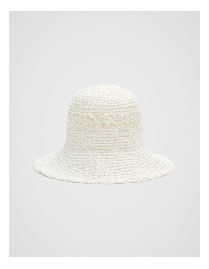Woven Bucket Hat in White image 1