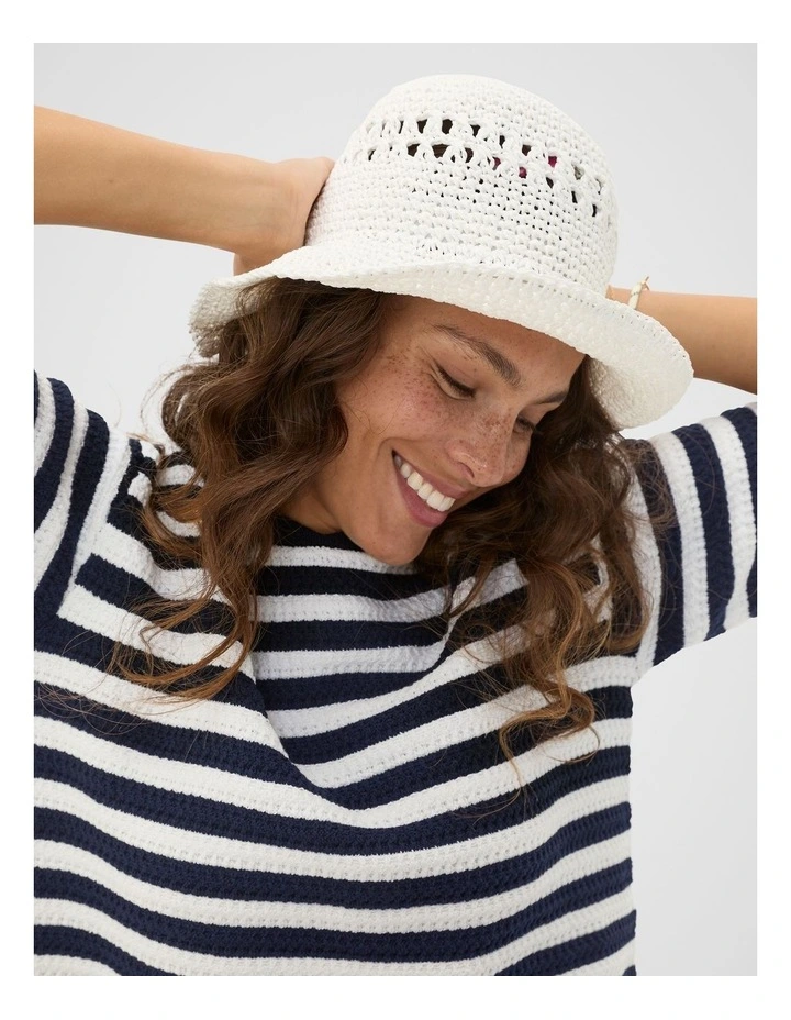 Woven Bucket Hat in White image 2