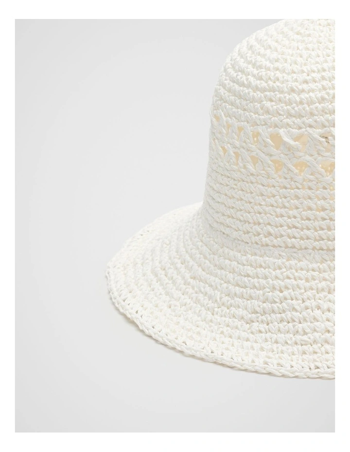 Woven Bucket Hat in White image 3