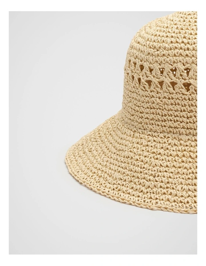 Woven Bucket Hat in Natural image 3