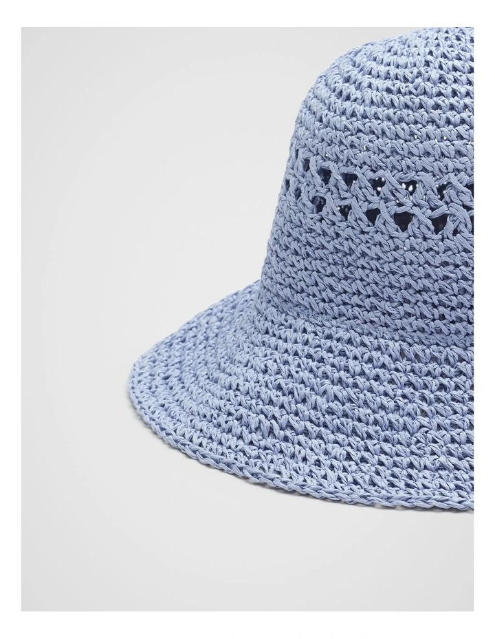 Woven Bucket Hat in Blue image 3