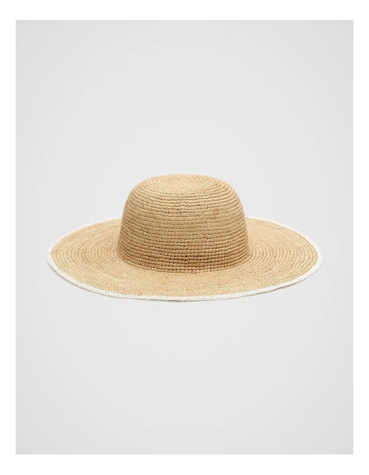 Wide Brim Contrast Hat in Beige image 1
