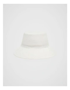 Knitted Bucket Hat in White