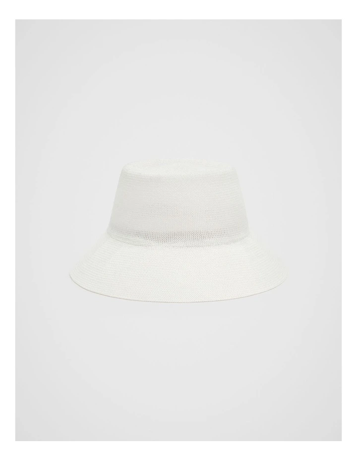 Knitted Bucket Hat in White image 1