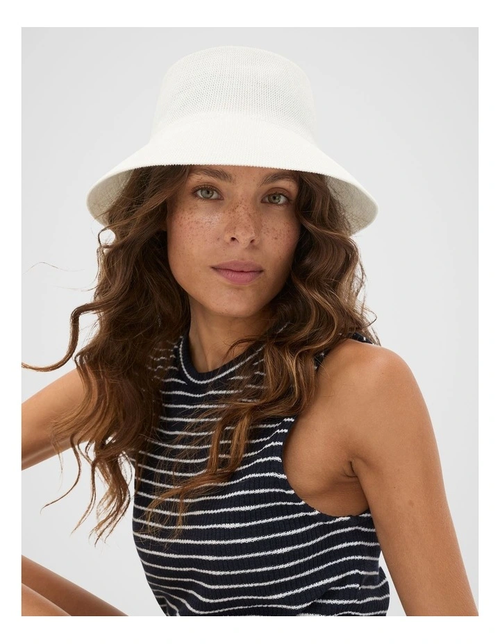 Knitted Bucket Hat in White image 2