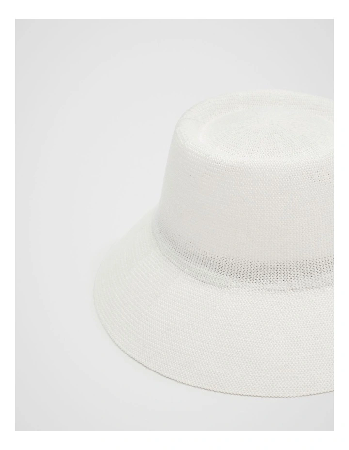 Knitted Bucket Hat in White image 3