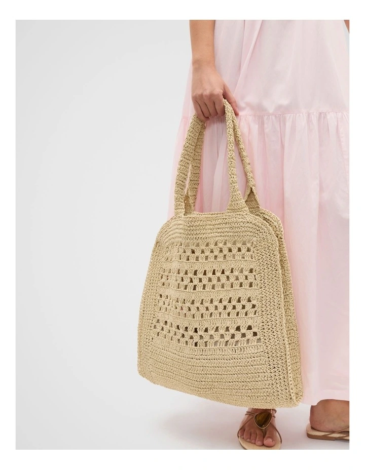 Woven Tote Bag in Natural image 2