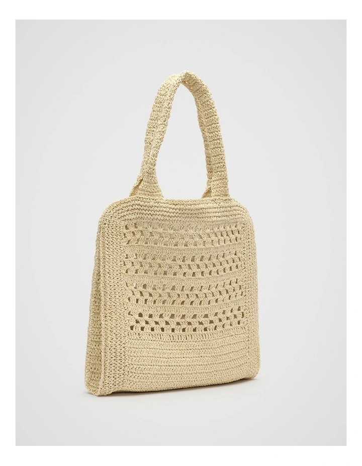 Woven Tote Bag in Natural image 3