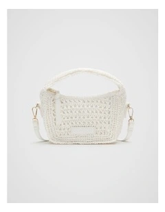 Woven Mini Cross Body Bag in White