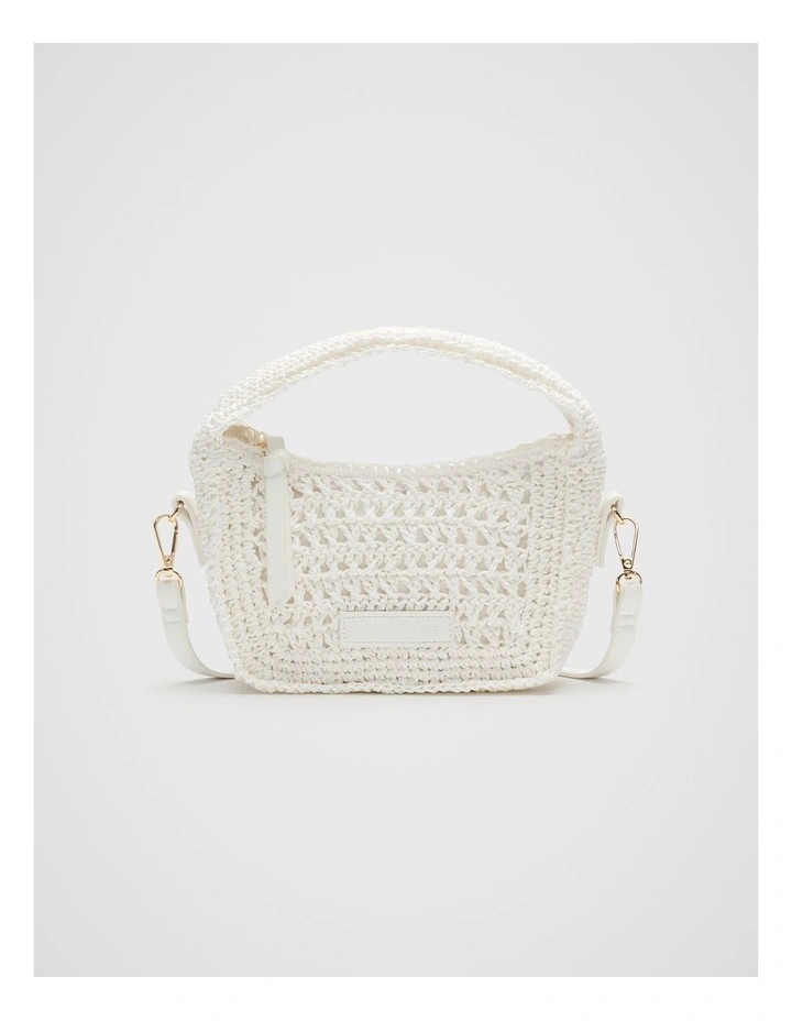 Woven Mini Cross Body Bag in White image 1