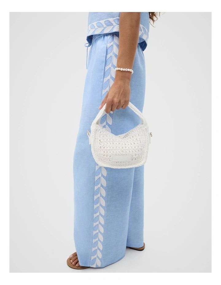 Woven Mini Cross Body Bag in White image 2