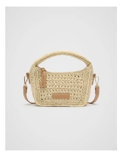 Woven Mini Cross Body Bag in Natural