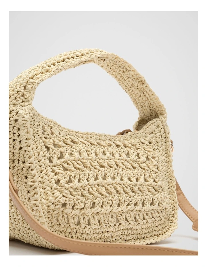 Woven Mini Cross Body Bag in Natural image 3