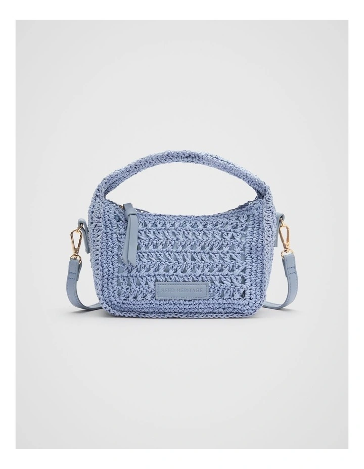 Woven Mini Cross Body Bag in Cornflower Blue image 1