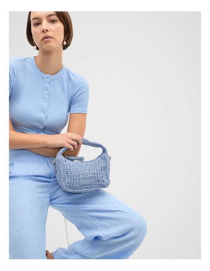Woven Mini Cross Body Bag in Cornflower Blue image 2