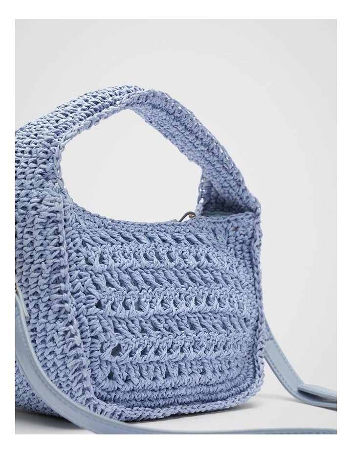 Woven Mini Cross Body Bag in Cornflower Blue image 3