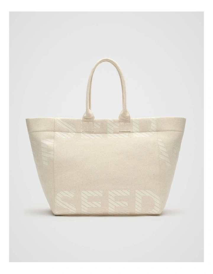 Cropped Logo Tote Bag in Cream image 1