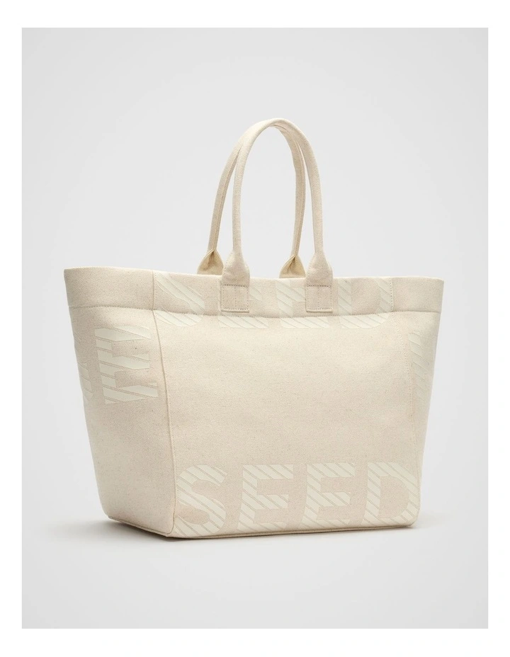 Cropped Logo Tote Bag in Cream image 3