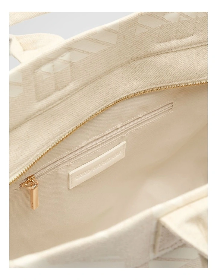 Cropped Logo Tote Bag in Cream image 4