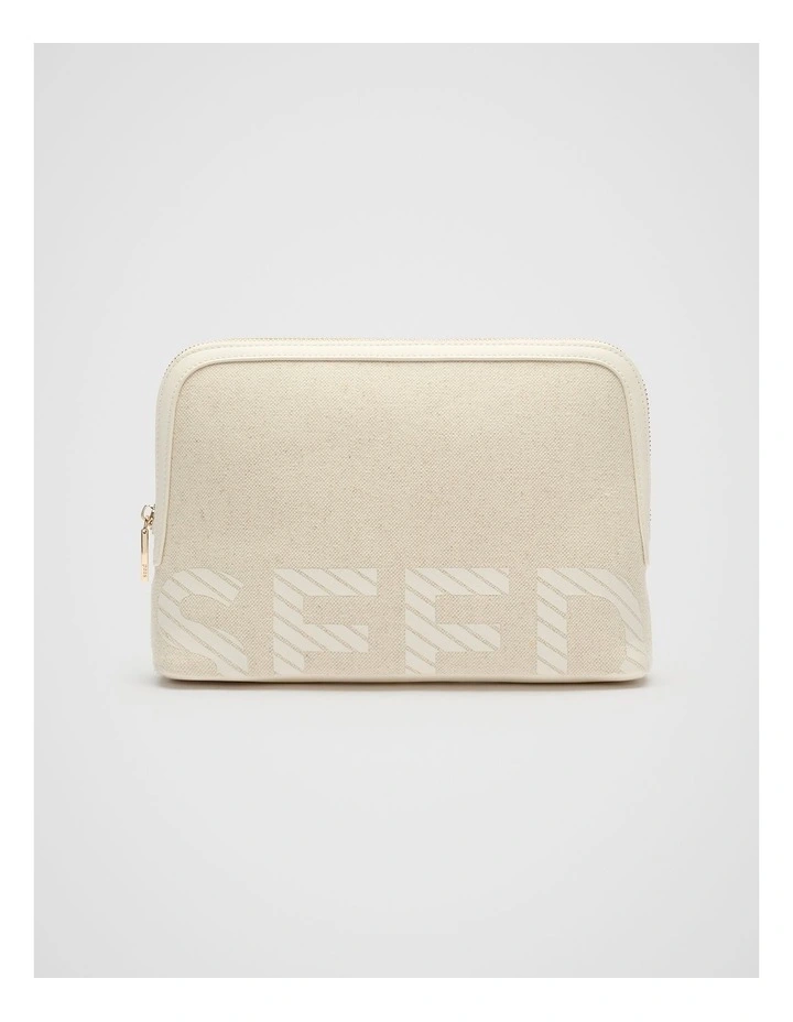 Cropped Logo Pouch in Cream image 1