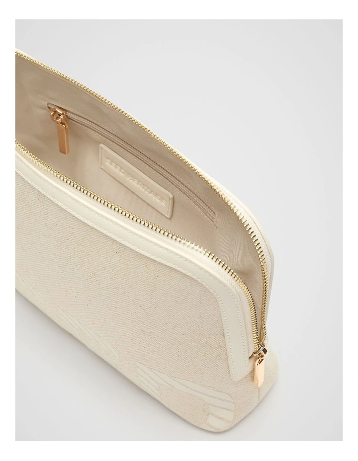 Cropped Logo Pouch in Cream image 3