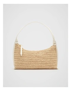 Raffia Shoulder Bag in Cream