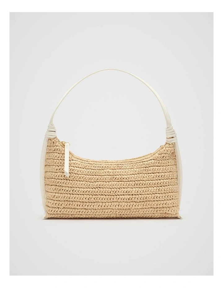 Raffia Shoulder Bag in Cream image 1