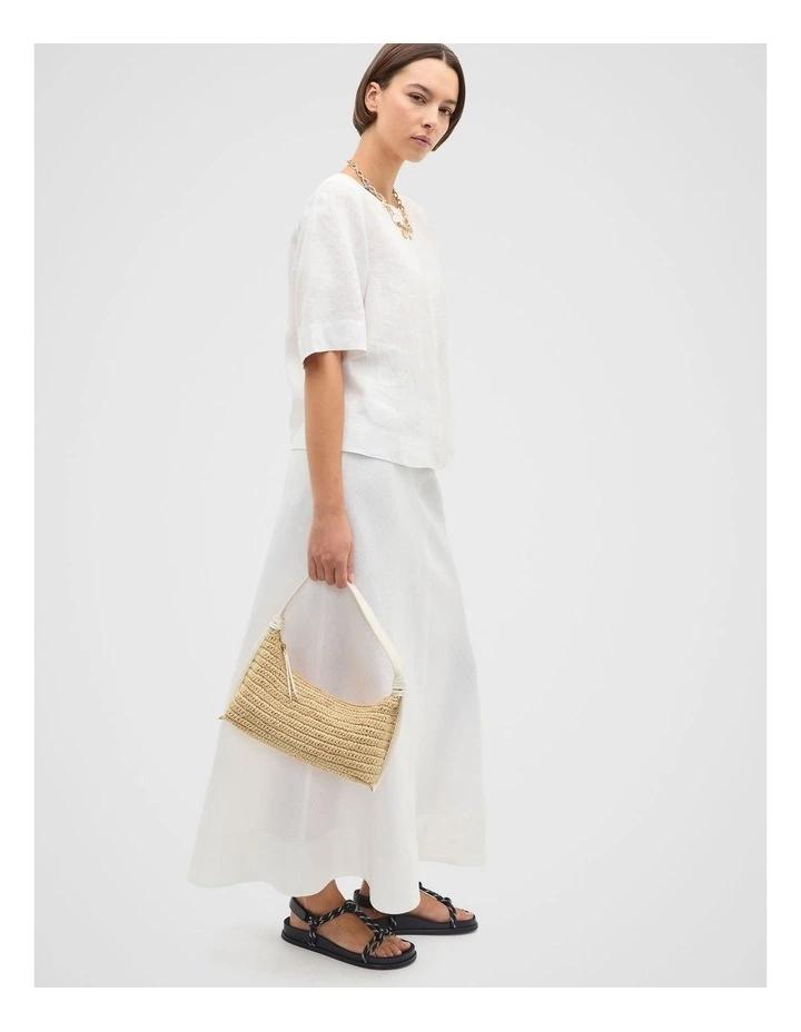 Raffia Shoulder Bag in Cream image 2