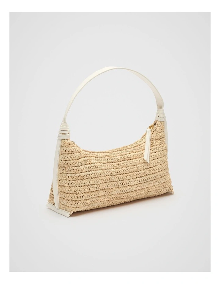 Raffia Shoulder Bag in Cream image 3