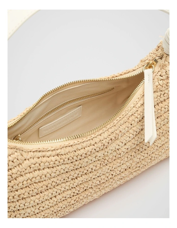 Raffia Shoulder Bag in Cream image 4