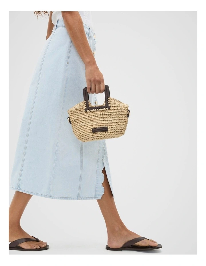 Mini Raffia Crossbody Bag in Chocolate image 2