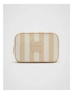 Small Stripe Make Up Bag in Ecru