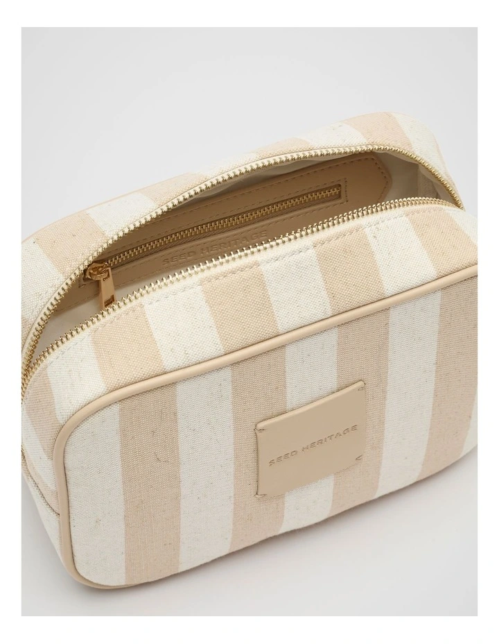 Small Stripe Make Up Bag in Ecru image 2